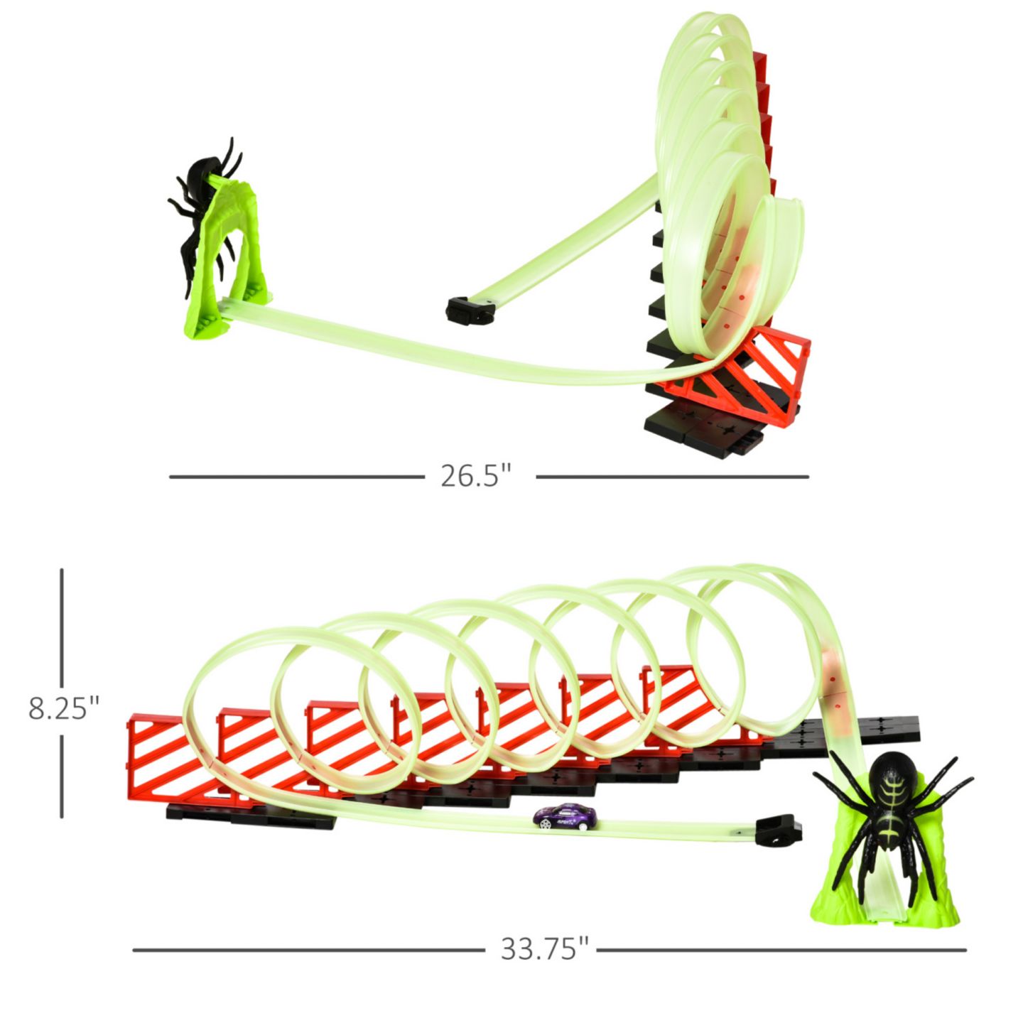 Детские конструкторы Streamdale Furniture Spider Track Builder DIY Loop Kit Glow-in-the-Dark Track with Pull-Back Car, Ages 3-6, цвет: Зелёный — фото 3