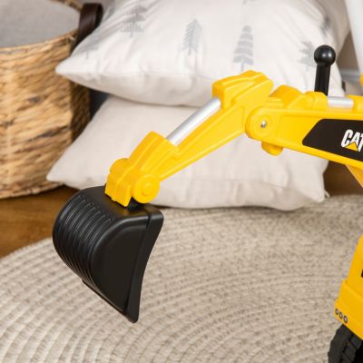Excavator Ride on Toy, CAT Licensed Kids Manual Pedal Ride on Excavator with Manual Shovel, Horn, Hidden Storage for 18-36 Months Boys and Girls, Yellow