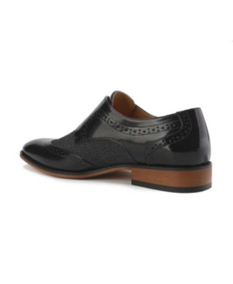 Men's Monk Strap Herringbone Dress Shoes Slip-on Loafers