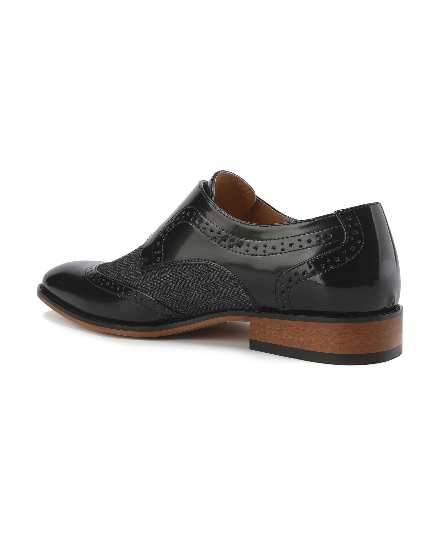 Men's Monk Strap Herringbone Dress Shoes Slip-on Loafers