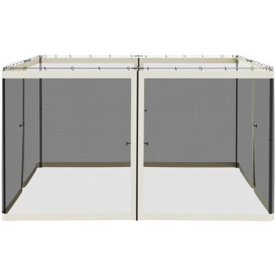 12' x 12' Universal Replacement Mesh Sidewall Netting for Patio Gazebos and Canopy Tents with Zippers, (Sidewall Only), Cream