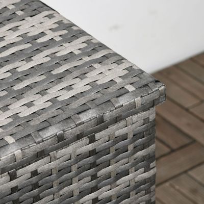 113 Gallon Deck Box, Rattan Outdoor Storage Box, Waterproof Storage Container for Indoor, Patio Furniture Cushions, Pool Supplies, Garden Tools, Dark Gray