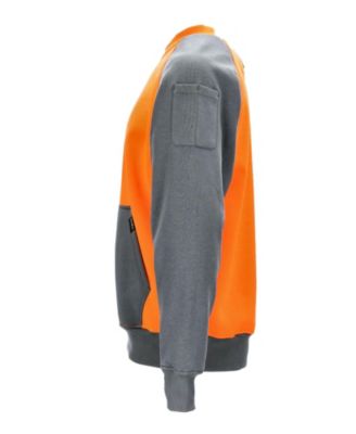 Men's Two-Tone HiVis Crewneck Sweatshirt - High Visibility Safety Pullover with Contrast Design