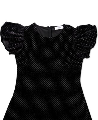 Women's Embellished Velvet Bubble-Sleeve Dress