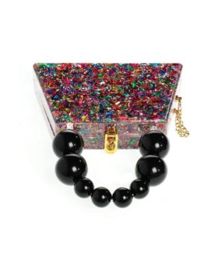 Forever Love confettie Top Handle Acrylic Clutch