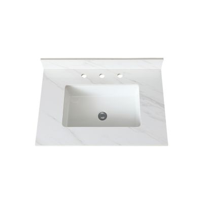 31" Marble 4" Backsplash – Sintered Stone, Pre-Drilled Faucet Hole Vanity Top with Undermount Sink