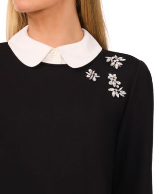 Women's Embellished Collared Layered-Look Top