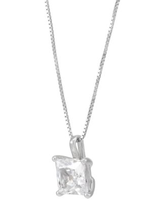 Certified Lab Grown Princess Solitaire 18" Pendant Necklace (1 ct. t.w.) in 14k White Gold