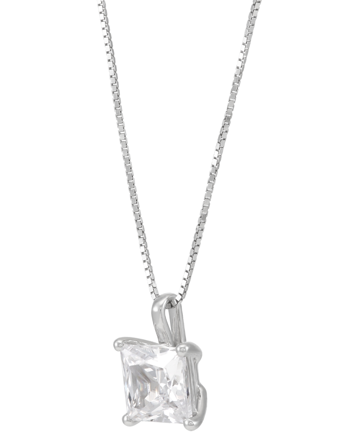 Grown With Love Certified Lab Grown Princess Solitaire 18" Pendant Necklace (1 Ct. T.w.) In 14k White Gold In White Gold