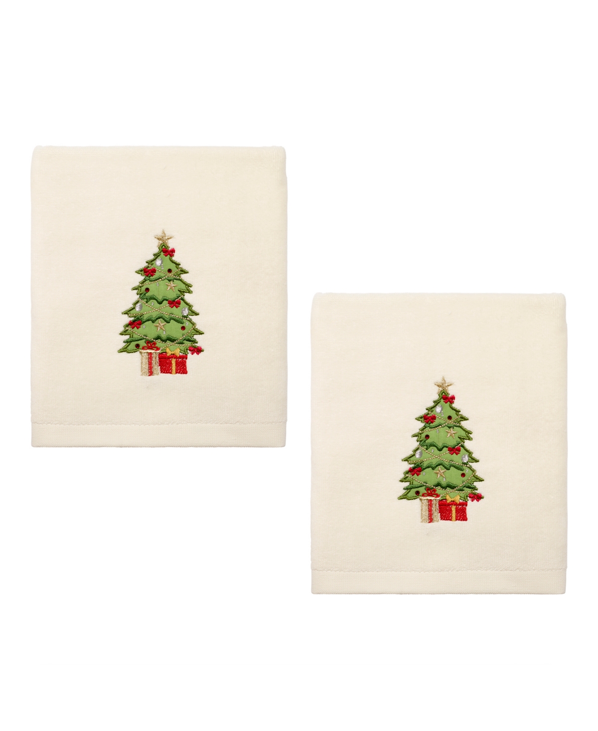 Avanti Trees Hand Towel Set, 28" X 16" In Ivory