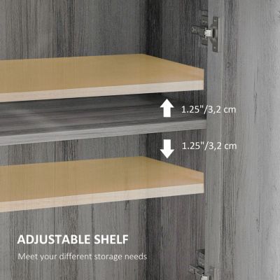 Farmhouse Barn Door Accent Cabinet, Kitchen Sideboard Storage Cabinet with Double Doors, Drawer, and Adjustable Shelf for Bedroom, Living Room, Light Gray