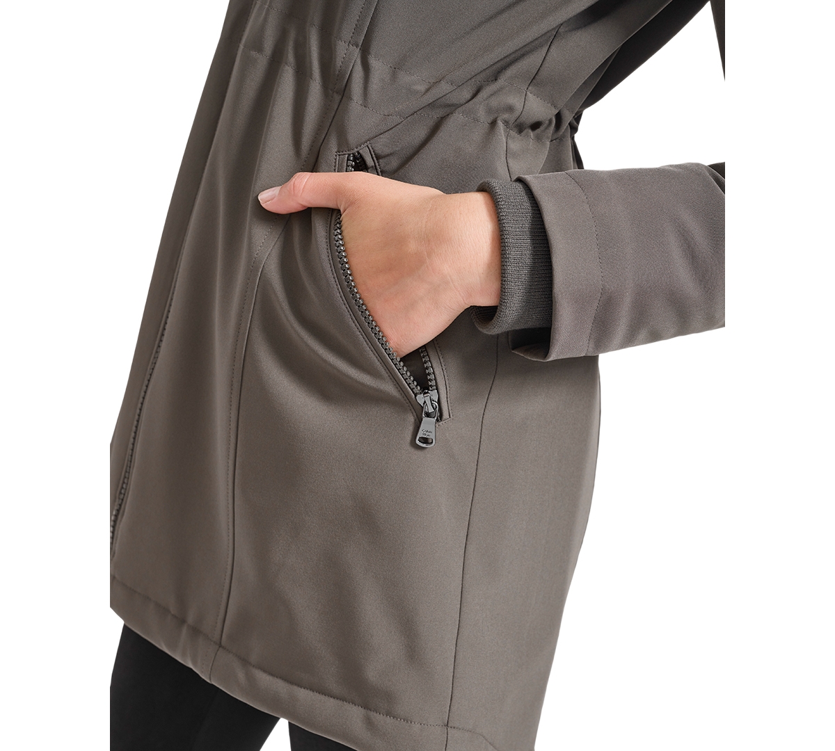 Calvin Klein Womens Hooded Faux-fur-lined Anorak Raincoat In Twig