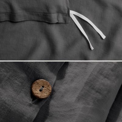 European Flax Linen Breathable Durable 3 Pc. Duvet Cover Set, King/California King