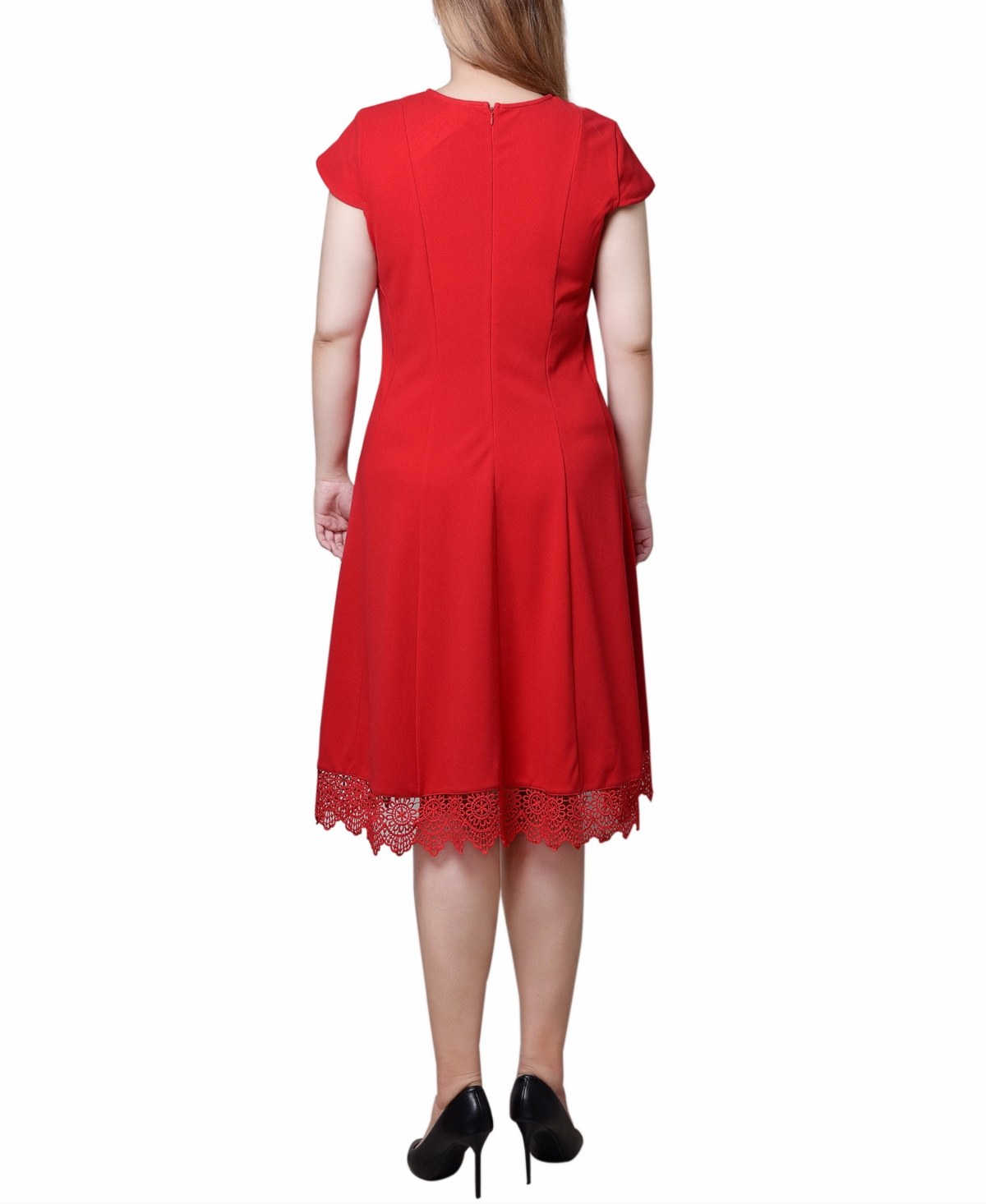 Ny Collection Women's Chiffon Sleeve Scuba Dress In Fire Red