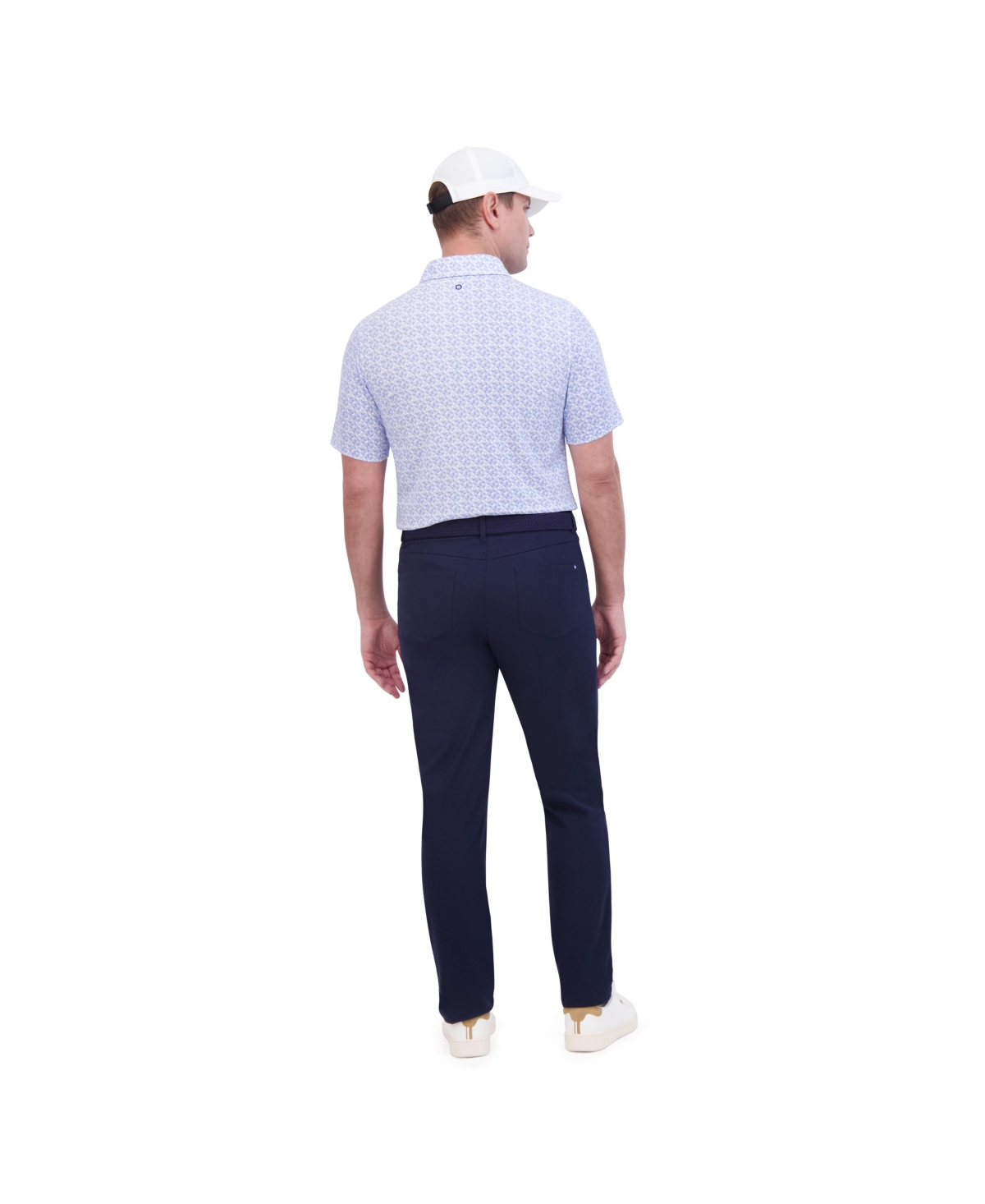 Ben Sherman Men's Ultra Soft Optic Geo Print Tech Terry Sports Fit Polo Shirt In Placid Blue