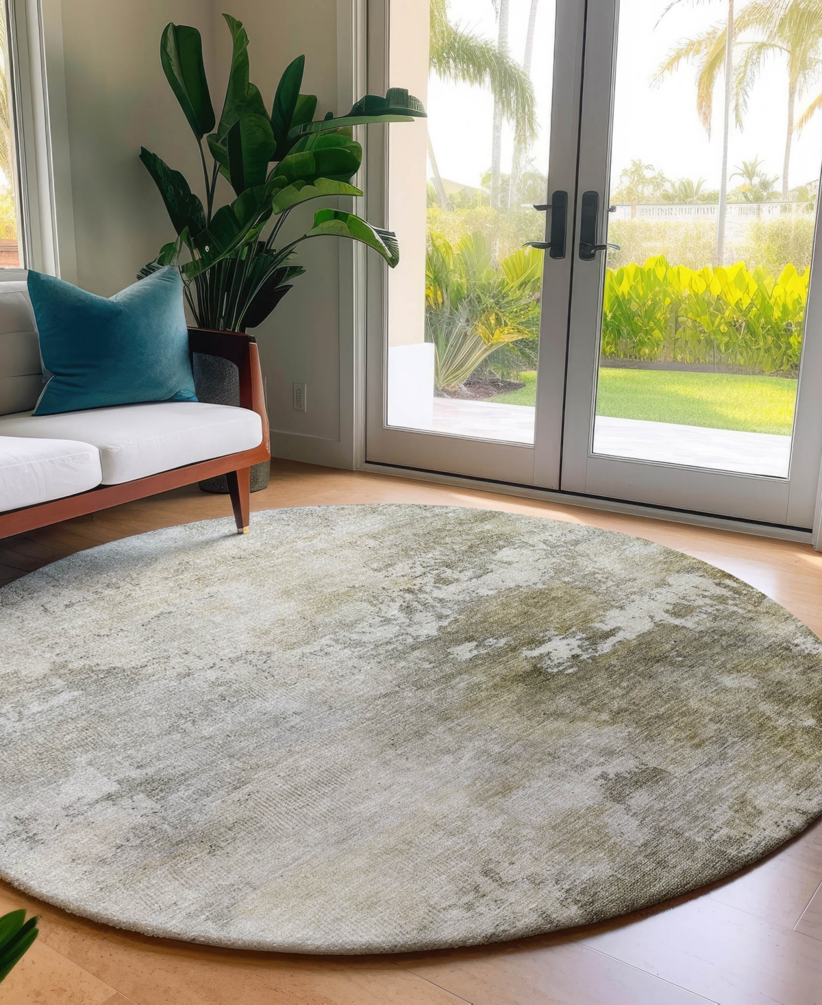 Dalyn Bresca Washable Bc2 8'x8' Round Area Rug In Wheat