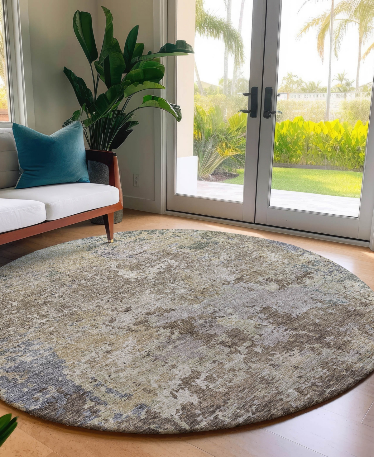Dalyn Bresca Washable Bc6 8'x8' Round Area Rug In Beige