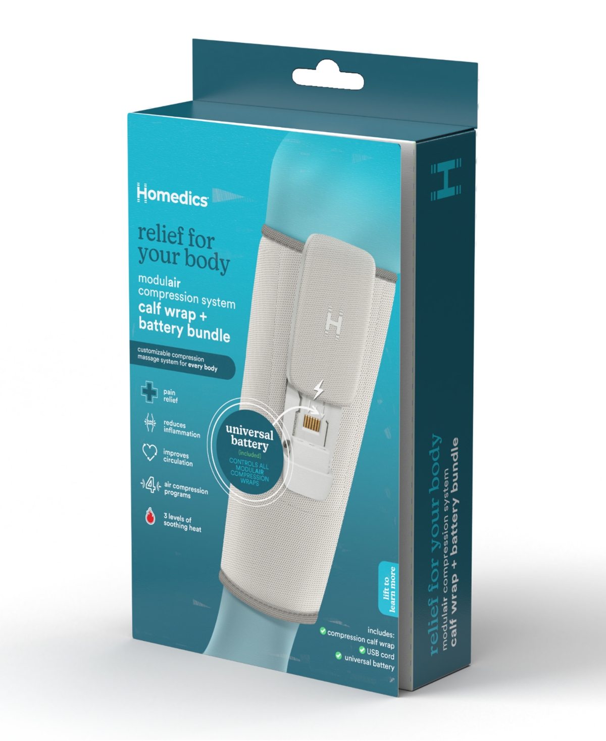 Homedics Modulair Compression Calf Wrap + Controller Bundle In Gray