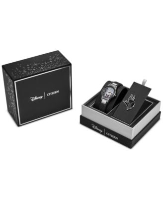 Eco-Drive Women's Disney Villains Maleficent's Charm Black Leather Strap Watch 30mm Boxed Set