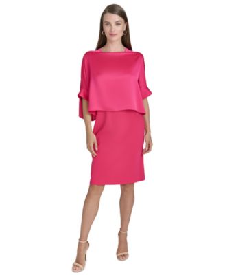 Halston - Women's Square-Neck Overlay Sheath Dress