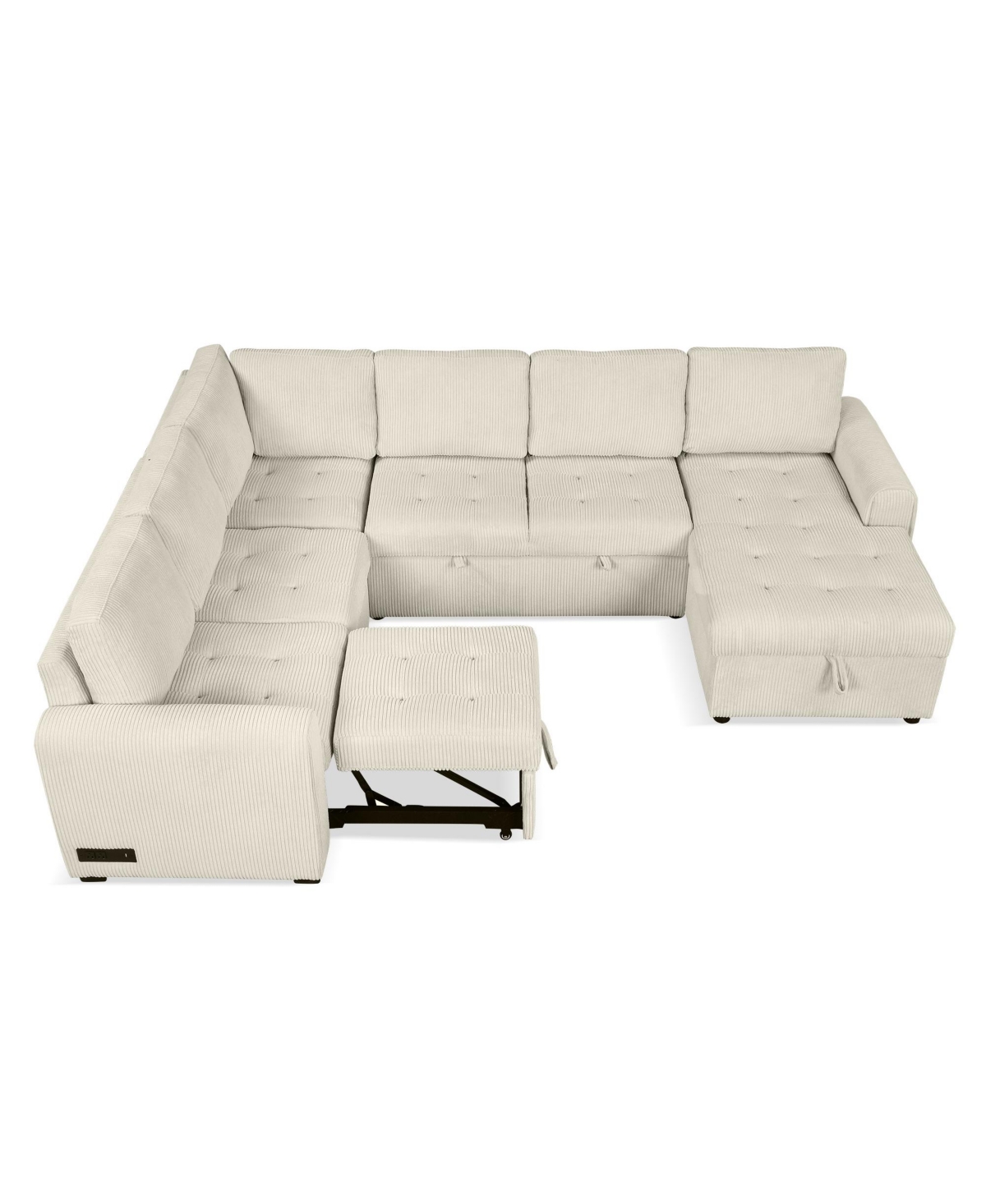 Streamdale Furniture 107.5" U-shaped Sofa Sectional Sofa Pull-out Sofa bed with a Storage Chaise Lounge, Charging Devices for Living Room, Beige
