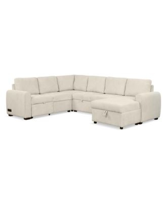 U-Shaped Sofa Bed with Chaise Lounger & Chargers