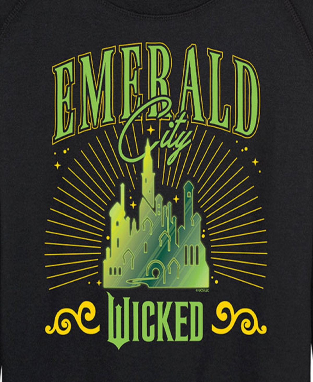 Hybrid Apparel Trendy Plus Size Wicked Emerald City Graphic Crew Neck T-shirt In Black