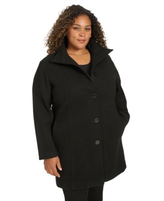 Calvin Klein Womens Plus Size Walker Coat Created for Macys Black Size 3X