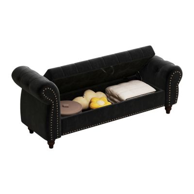 Tufted Lounge Chaise with Storage, 64.5