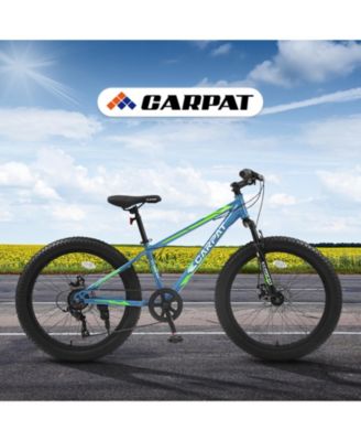 Elecony 24 Inch Fat Tire Bike Adult/Youth Full Shimano 7 Speeds Mountain Bike, Dual Disc Brake, High-Carbon Steel Frame, Front Suspension, Mountain Trail Bike, Urban Commuter City Bicycle