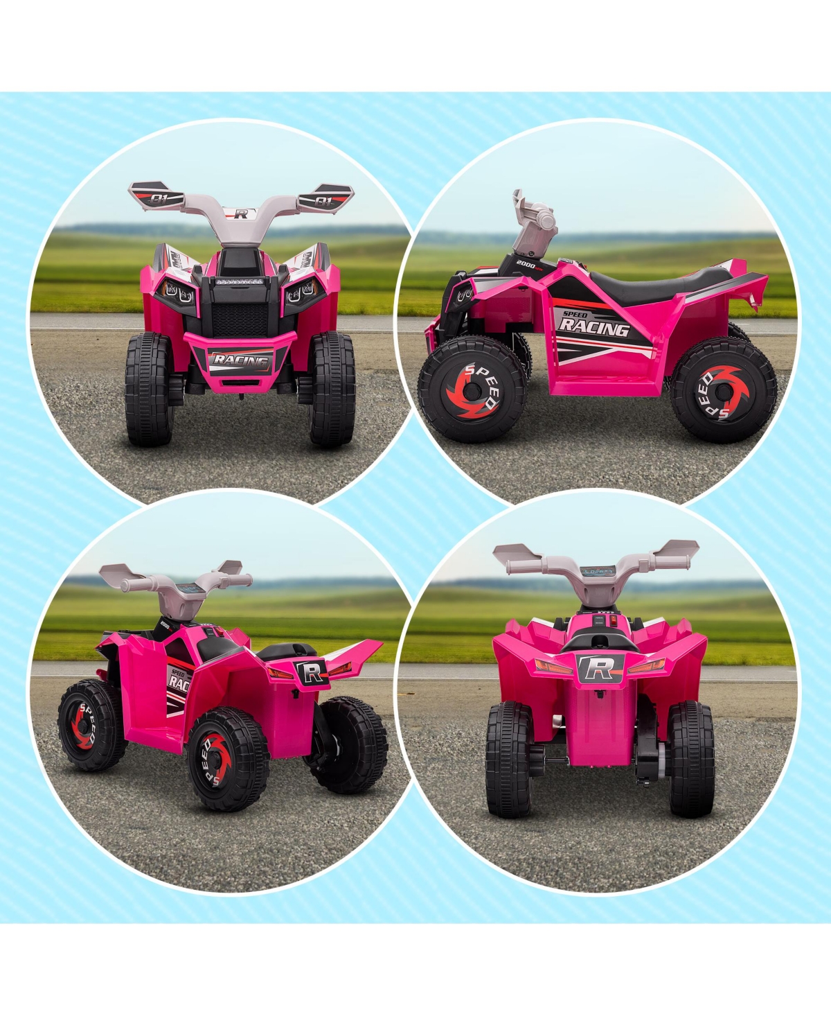 Streamdale Furniture Kids Atv Quad Car, 6V Four-Wheeler for Kids with Forward Backward Function, Wear-Resistant Wheels for Toddlers Ages 18-36 Months