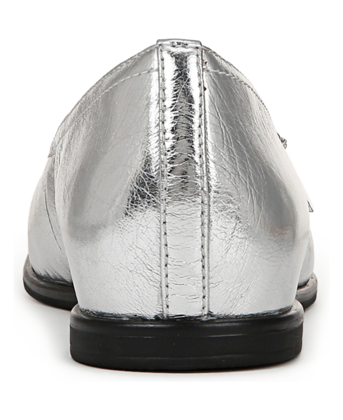 Naturalizer Elina Mary Jane Square Toe Flats In Silver Leather