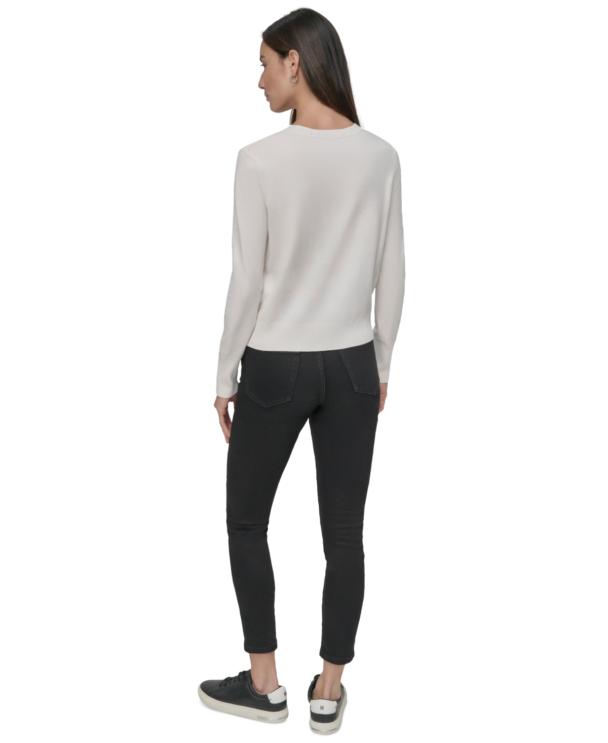 Dkny Jeans Women's Studded Crewneck Sweater - IVY - IVORY