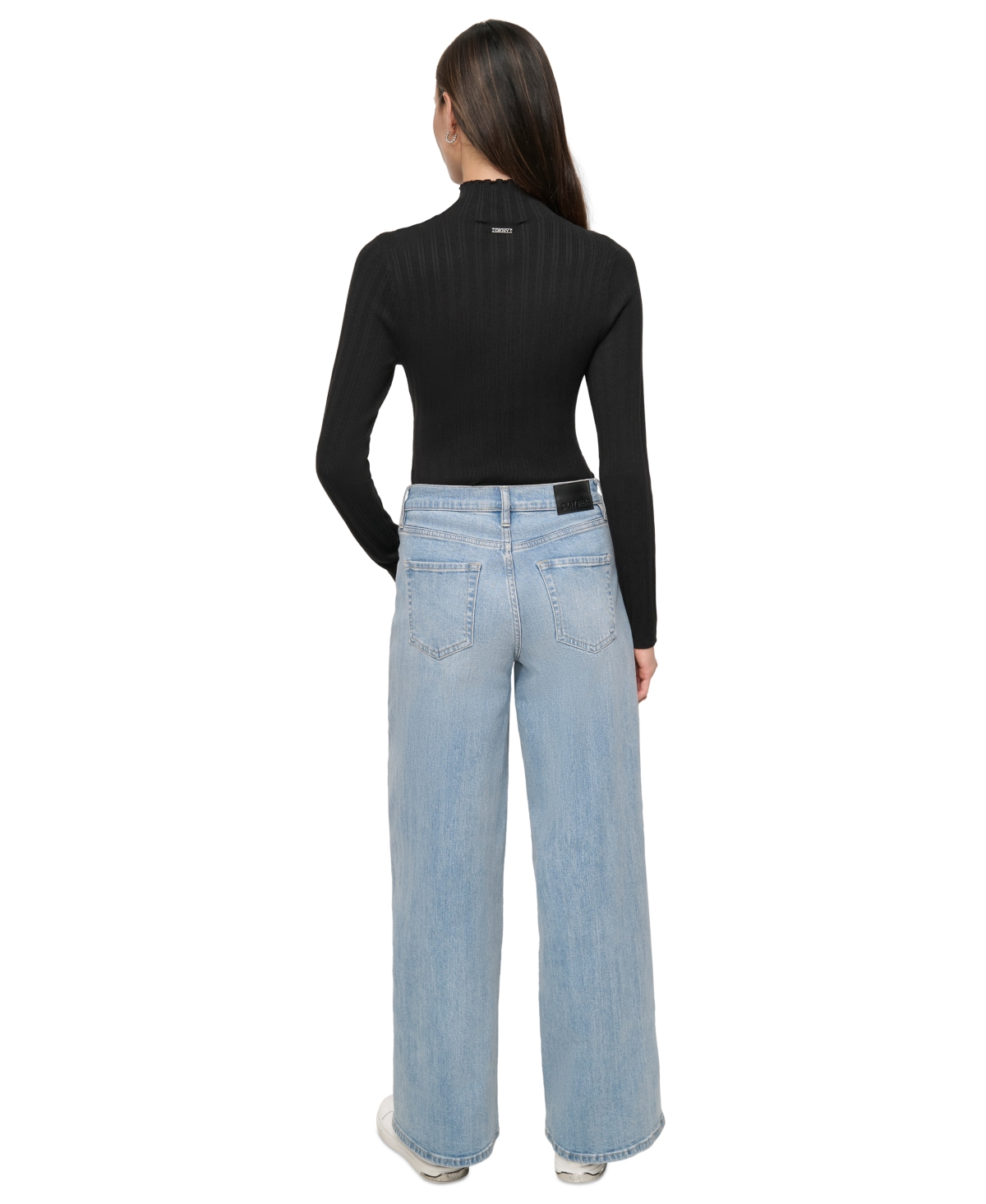 Dkny Jeans Women's Ribbed Mock Neck Bodysuit - BLK - BLACK