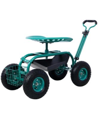 Streamdale Rolling Garden Cart with Seat and Tray, Refurbished