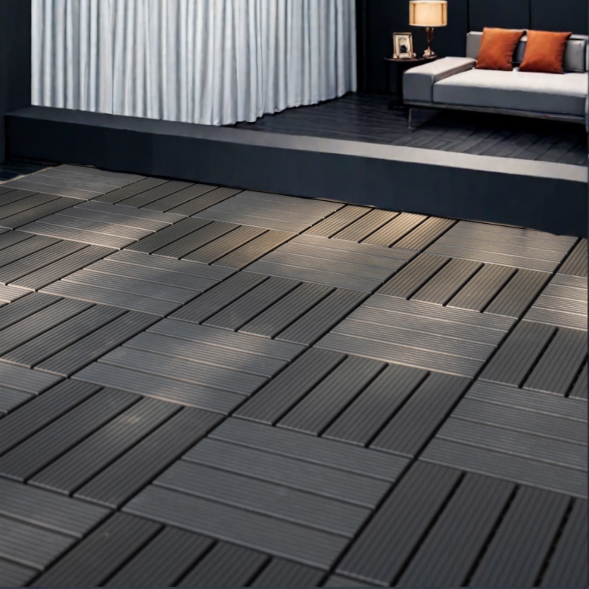 Streamdale Furniture 44 Pack 12x12 Square Waterproof Outdoor Deck Tiles - Interlocking, All-Weather, Slip-Resistant, Easy-Assembly Patio Decking for P