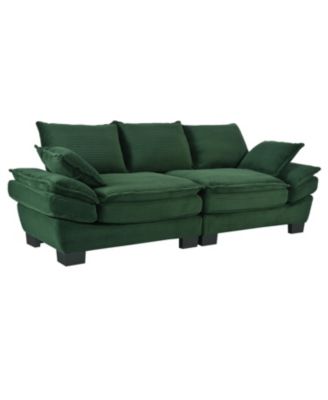 Curved Sofa with Pillows, 85.4" Corduroy Couch