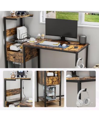 Brown Study Desk with Power & Storage