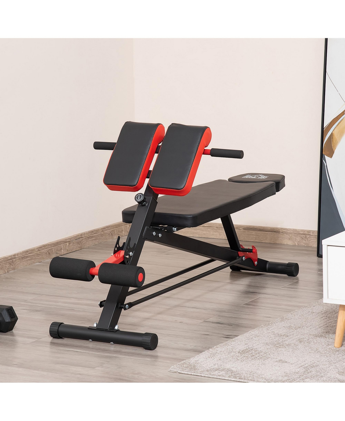 Streamdale Furniture Adjustable Hyper Extension Dumbbell Weight Bench, Foam Leg Holders, Exercise Abs, Arms, Core, Strength Workout Station for Home G