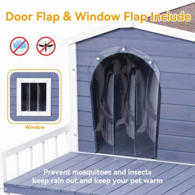 Streamdale Large Wooden Dog House with Terrace and Waterproof Roof