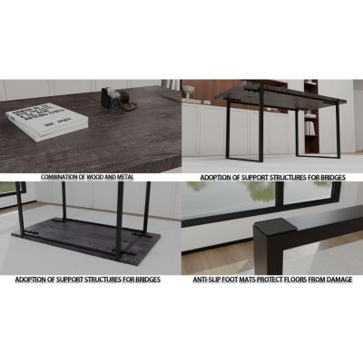 Streamdale 1 Pc MDF Dining Table, 59" Industrial Style with Metal Frame – Dining Room Furniture