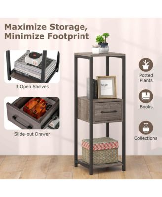 1 Pack 3 Tier Tall Metal Plant Stand Indoor Plant Table with Drawer Anti-tipping Devices