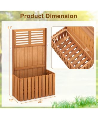 1 PCS Wooden Plant Stand Raised Garden Bed with Trellis & Planter Box Privacy Screen