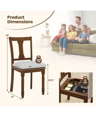 Set of 4 Upholstered Wooden Dining Chair w/ Seat Storage Space Brown