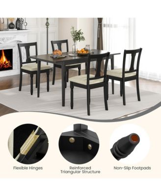 Set of 4 Upholstered Wooden Dining Chair w/ Seat Storage Space Brown