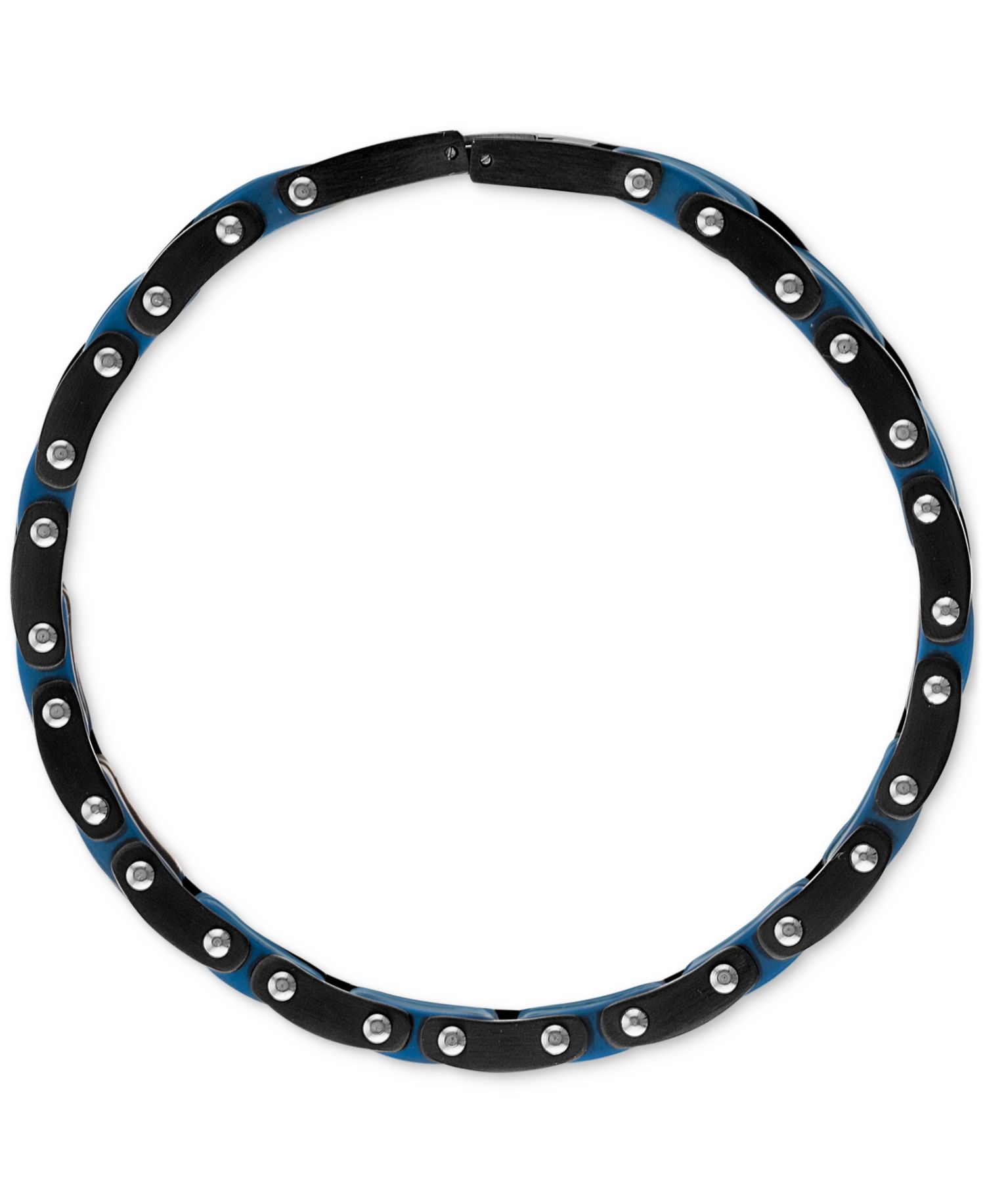 Diamond & Carbon Fiber Link Bracelet (1/3 ct. t.w.) in Blue & Black Ion-Plated Stainless Steel