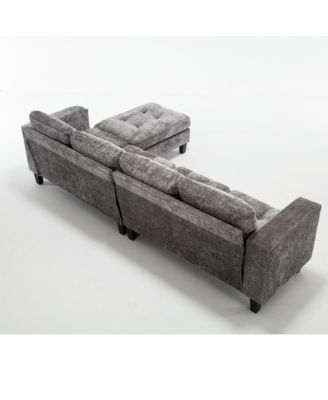 5-Seat Fabric Modular Sofa with Ottoman & Reversible Chaise