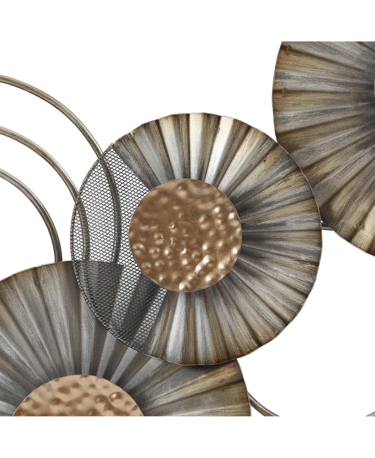 LuxenHome W Distressed Metal Modern Flower Wall Decor