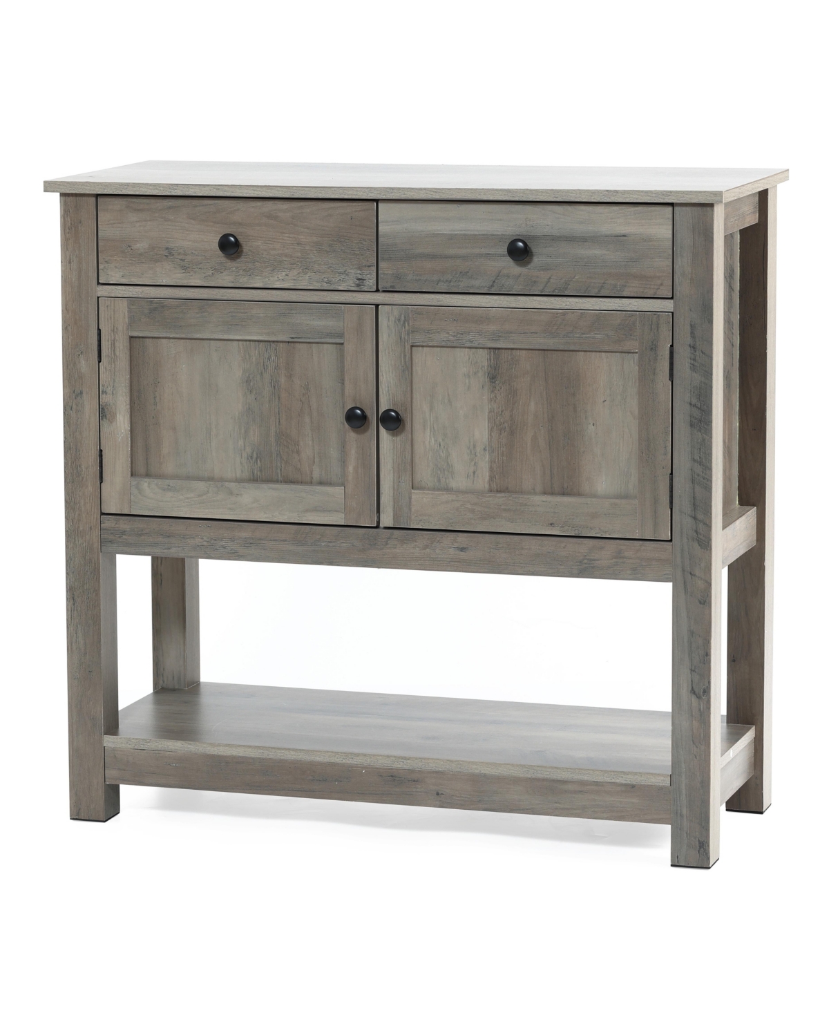 Luxenhome 35.43" Wide Server 2-drawer 2-door Buffet Storage Cabinet In Gray,brown,black
