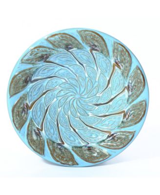 Powder Blue Vintage Spiral Ceramic 20-In Tall Birdbath